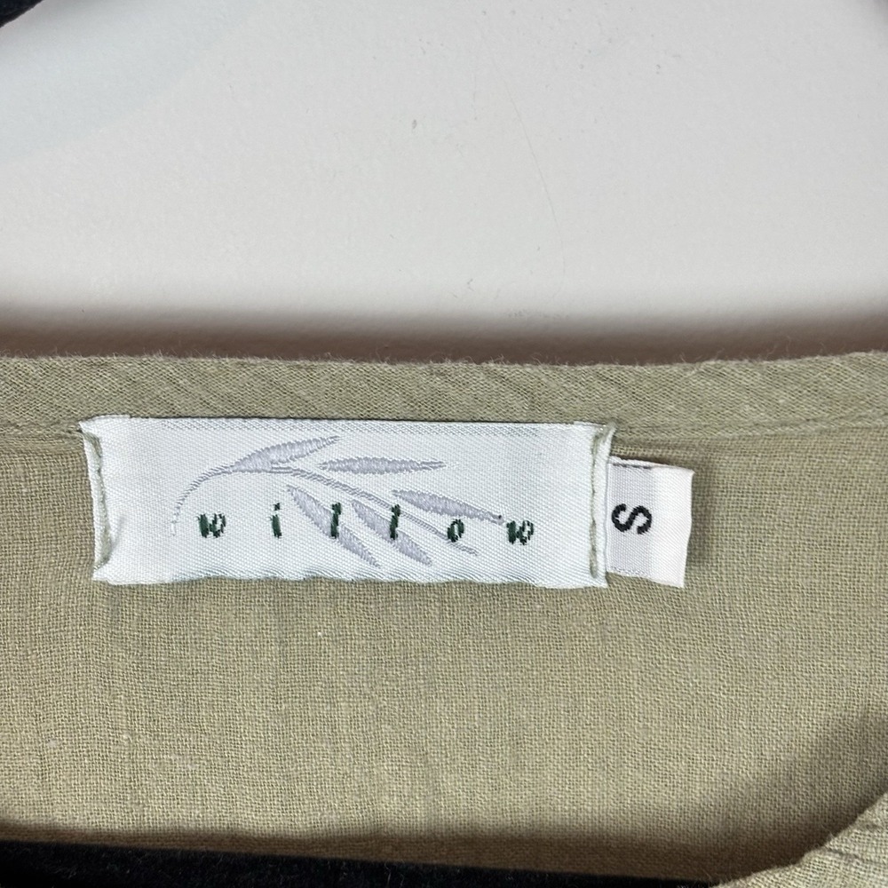 Willow‎ 100% Linen Womens Sage Green Lagenlook Top SM Boho Artsy Relaxed Fit - Picture 3 of 8